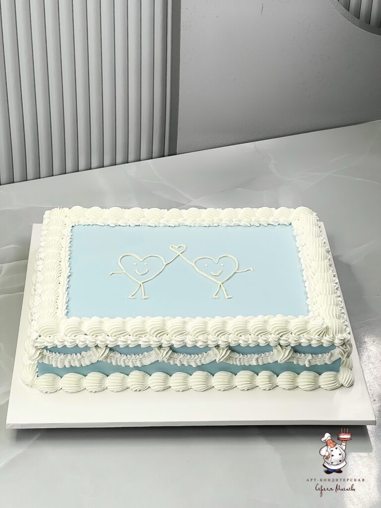 Торт "Ламбет в голубом цвете с сердцами" № 100448